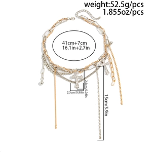 Detailed size chart showing cross pendant length and layered necklace dimensions in cm and inches