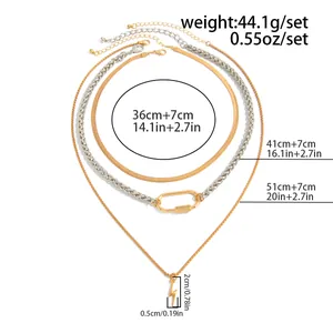 Detailed size chart for layered horseshoe chain and star pendant necklace set