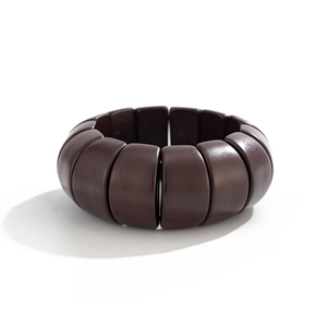 Bracelet segmenté en résine marron foncé poli avec une finition miroir brillante