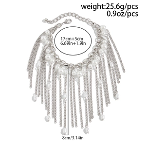 Collana a catena argento con nappe di perle e misure di lunghezza dettagliate