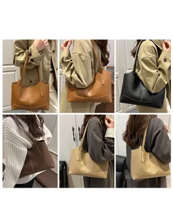 Collage de sacs cabas chics en quatre couleurs avec surpiqûres et grande capacité