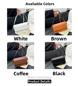Collage de sacs carrés minimalistes en blanc, marron, café et noir en cuir synthétique mat