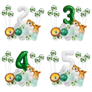 Ballon en Aluminium Grand Numéro Thème Animaux de la Jungle Lion Tigre Girafe Ballons en Latex Pour Décoration de Fête d'Anniversaire d'Enfants