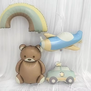 Set di palloncini orsetto e aereo color Morandi per decorazioni di feste di compleanno