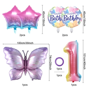 Kit de ballons papillon avec chiffre 1 dégradé de 40 pouces et étoiles de fête