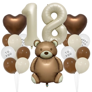 Set dettagliato di palloncini orsetto crema e marrone per la festa di 18 anni