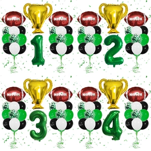 Football Balloon Champion Trophy Number Decoration Birthday Party Sports Celebration Aluminum Foil Latex