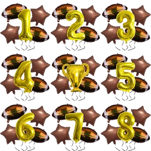 Aluminum Foil Football Balloon Set For Sports Theme Birthday Party Decorations Star Shape Trophy Champion Mylar Balloons