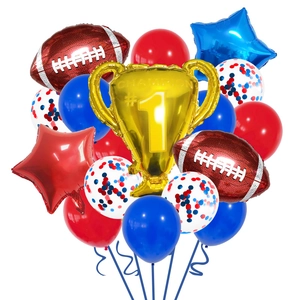 Palloncini Trofeo Campione Calcio Alluminio E Lattice Super Bowl Tema Sportivo Decorazione Festa Corandoli Stella Puntelli