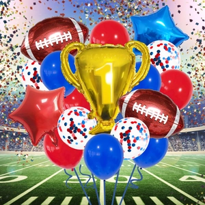 Set palloncini trofeo football Super Bowl con stelle champion per festa sportiva