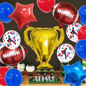 Set palloncini trofeo Super Bowl con stelle di football per decorazioni di festa