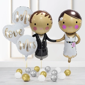 Wedding Balloon Kit Bride Groom Aluminum Foil Mylar Mr Mrs Love Heart Shapes Party Decorations Bridal Shower Proposal