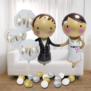 Elegant Mr & Mrs bride and groom foil balloon set for wedding and engagement party decoration