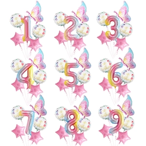 Ballon Numéro Arc en Ciel Papillon 40 Pouces pour Décorations de Fête Anniversaire Fille Fée Étoile Ballon en Aluminium
