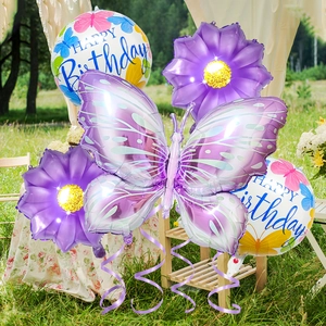 Detail von Schmetterling und Sonnenblume Folienballons Set für Mädchen Geburtstag Deko