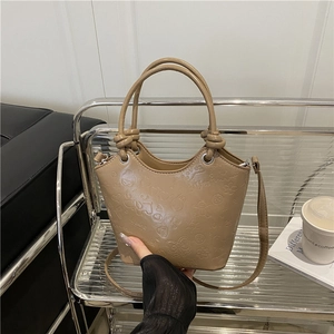 Women Cute Cartoon Embossed Bucket Bag PU Leather Shoulder Bag Versatile Casual Crossbody Handbag For Daily Travel Gift