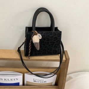 Sac À Main Femme Imprimé Léopard Cuir PU Rétro Mode Sac À Épaule Fourre-Tout Grande Capacité Tendance