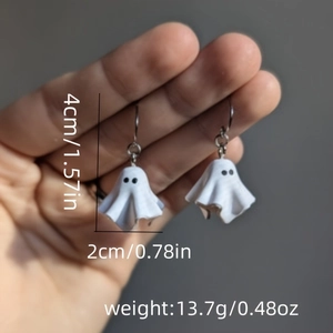 Ghost drop earrings for Halloween with 4cm height and 2cm width size specifications