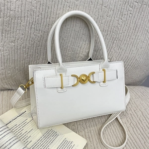 Elegante Borsa a Spalla da Donna in Pelle PU Retro Fibbia a Cuore Tracolla Quadrata Borsa a Mano da Ufficio