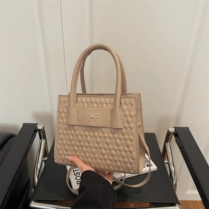 Sac à Main Femme en Simili Cuir Matelassé Élégant Sac à Épaule avec Nœud Sac Bandoulière Carré Minimaliste Urbain Pour Quotidien