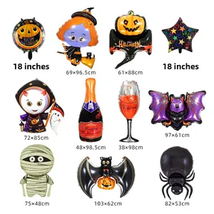 Halloween foil balloon set featuring witch, ghost, and pumpkin for party decorations