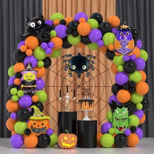 Halloween Balloon Arch Garland Latex Foil Balloons Pumpkin Spider Bat Theme Party Decoration Supplies