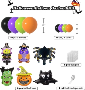 Halloween balloon garland kit with 120 latex balloons and 6 foil ghost bat foil balloons