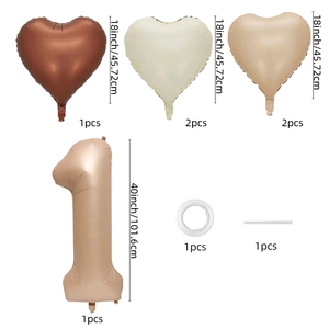 Caramel 40 inch number 1 and heart balloons set for birthday party backdrop decoration