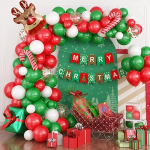 Guirlande De Ballons De Noël Avec Ballons Renne En Aluminium Ballons En Latex Et Bannière Merry Christmas Pour Décor