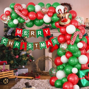 Kit d'arche de Noël avec ballons élan, bannière joyeux Noël et ballons multicolores