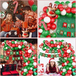 Kit arche de ballons de Noël avec ballons renne en aluminium et bannière décorative