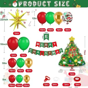 Kit ghirlanda palloncini di Natale rosso verde oro con banner di albero di Natale