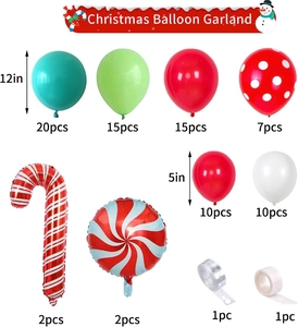 Kit guirlande de ballons de Noël avec cannes en sucre et arche rouge et verte
