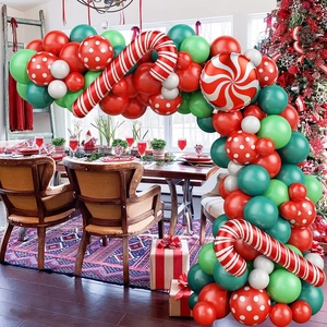 Kit arche de ballons de Noël avec ballons latex rouge vert blanc et sucre d'orge