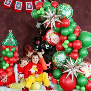 Kit guirlande de ballons de Noël avec ballons en latex rouge vert et décor en étoile