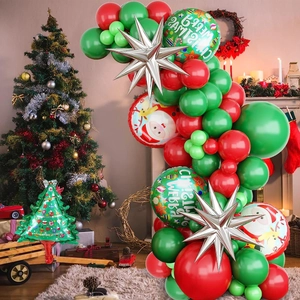 Kit d'arche de ballons de Noël avec ballons rouges verts et décor de Père Noël