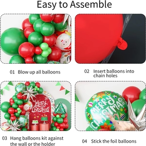 Guide d'assemblage étape par étape pour guirlande de ballons de Noël rouge et vert