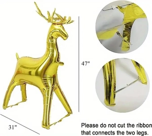 Giant 47 inch gold standing reindeer foil balloon for Christmas party decorations