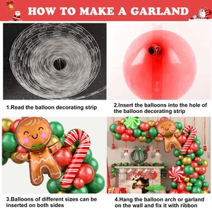 Step-by-step assembly guide for Christmas gingerbread man and candy cane balloon arch kit