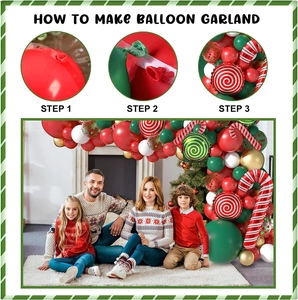 Christmas balloon garland kit with candy canes and latex balloons for holiday arch decor
