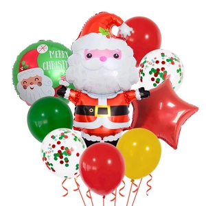 Christmas balloon set with Santa Claus, Merry Christmas round foil, and latex festive balloons