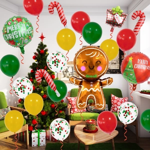 Décor de fête de Noël avec ballon bonhomme de pain d'épices et ballons canne à sucre