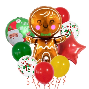 Christmas balloon set with Gingerbread Man and Santa foil balloons for party decoration