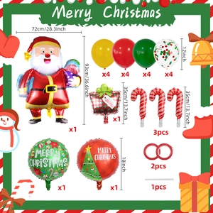 Detailed Christmas balloon set showing Santa foil balloon with latex and candy cane pieces