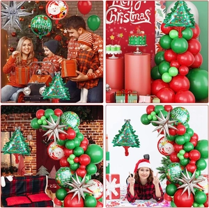 Kit guirlande de ballons de Noël avec sapin en aluminium et arche rouge et verte