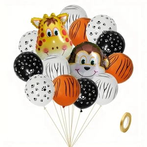 Jungle animal balloon set with giraffe and monkey foil balloons for birthday parties