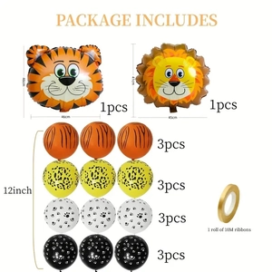 Jungle animal balloon set with lion and tiger foil balloons for birthday party decor