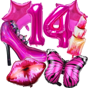 Set de globos de papel de tacón alto y labial para decoración de 14 cumpleaños de niña