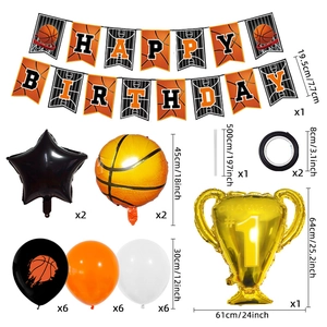 Spécifications détaillées des tailles du kit de ballons et bannière de fête basket