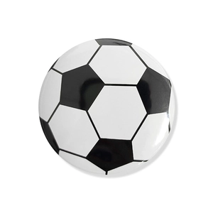 Badge rond en fer-blanc avec motif de football classique noir et blanc pour fête
